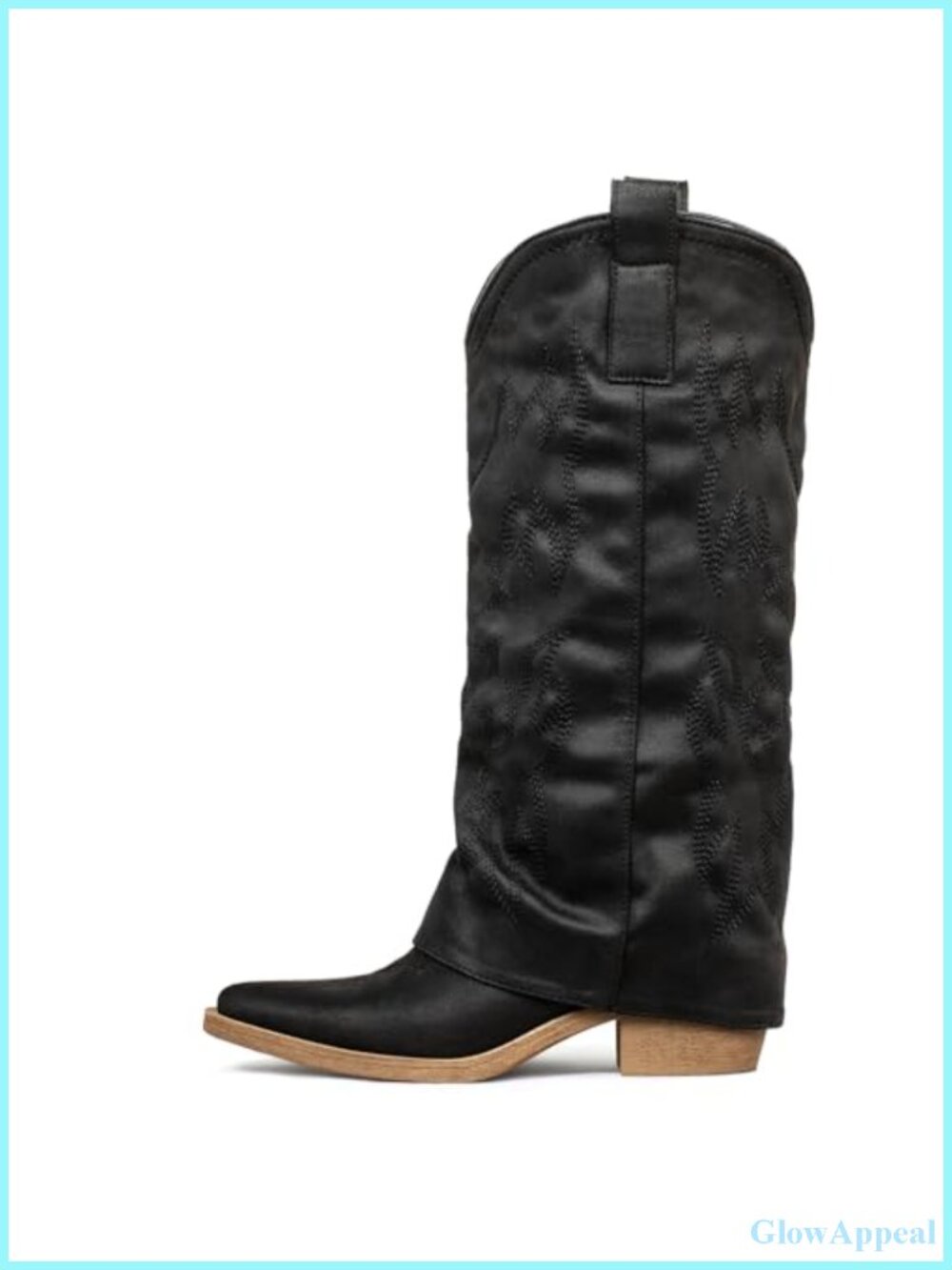 Women's Knee-High Western Cowgirl Boots Faux Leather Fold Over Embroidered